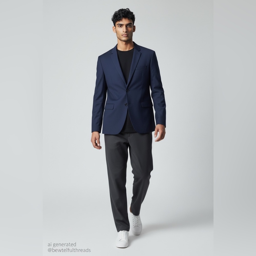 Navy Minimalist Blazer XL Tailored Classic Smart Casual Quiet Luxury